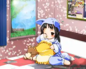小男孩吻小女孩的侧脸女孩双手抱着枕头的卡通图片