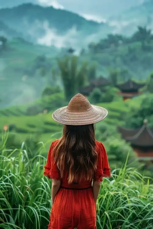 文艺女生背影户外旅行摄影图下载至来源处