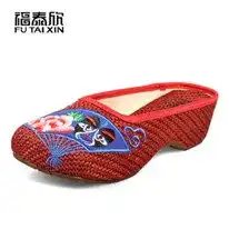 民族风女鞋老北京布鞋绣花鞋平底舒适女子鞋传统鞋图片品牌图库