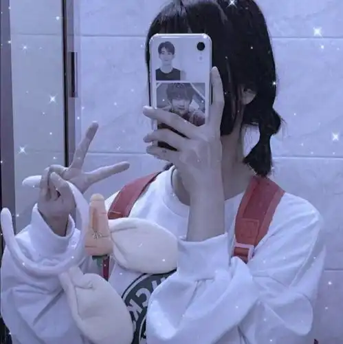 超可爱滤镜闪闪女生遮脸头像