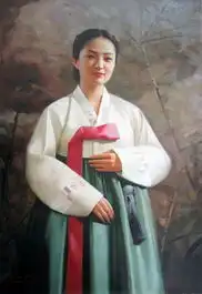 清纯秀丽油画中的朝鲜清新美女