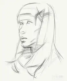 素描头像学习侧面女青年