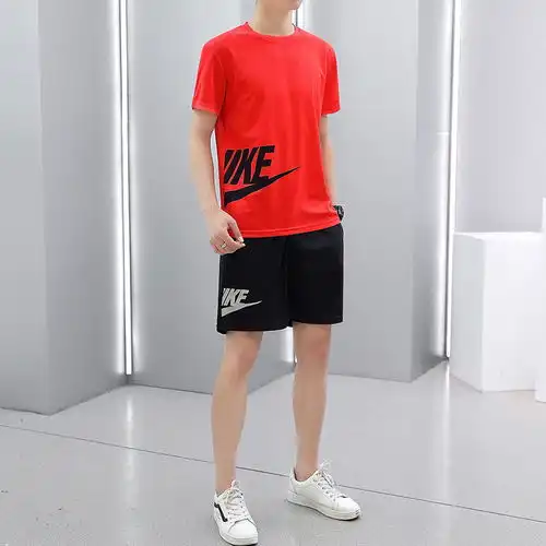 套装男夏季短袖男士休闲运动速干套装跑步健身潮流短袖短裤两件套