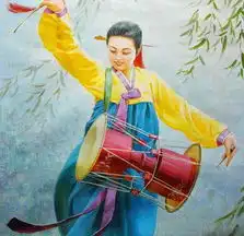 油画中清纯秀丽的朝鲜美女组图