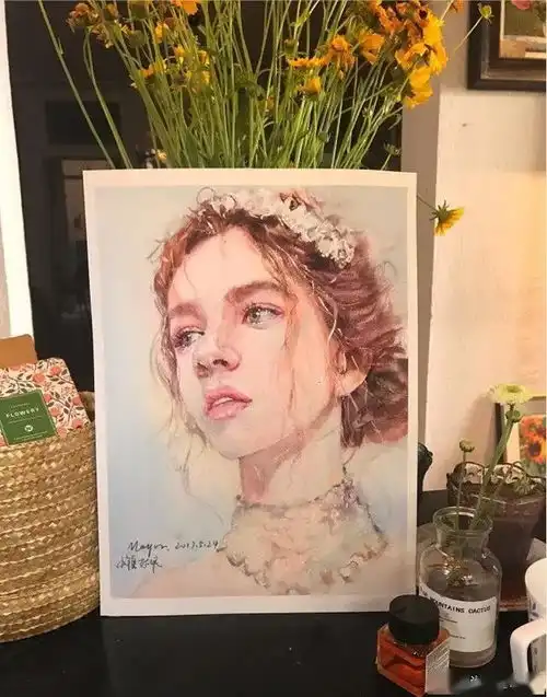 水彩教程美美哒人物水彩画,线稿到上色手把手教你画