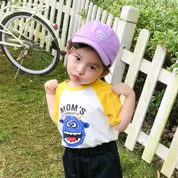 cozeze女童卡通可爱半袖儿童宽松时尚百搭休闲宝宝夏季条纹拼接t恤粉色100码蜜芽,中国领先的进口母婴限时特卖商城