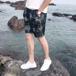 夏天韩版休闲裤薄款宽松运动短裤男夏季迷彩五分裤潮牌网面沙滩裤