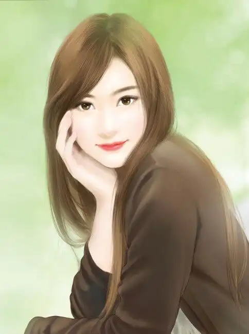 清新,手绘唯美女孩,