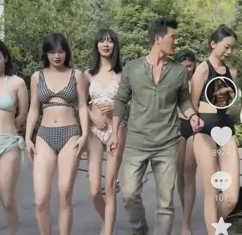 嘎子谢孟伟太敢了被四位比基尼美女围绕,开怀大笑姿态霸气