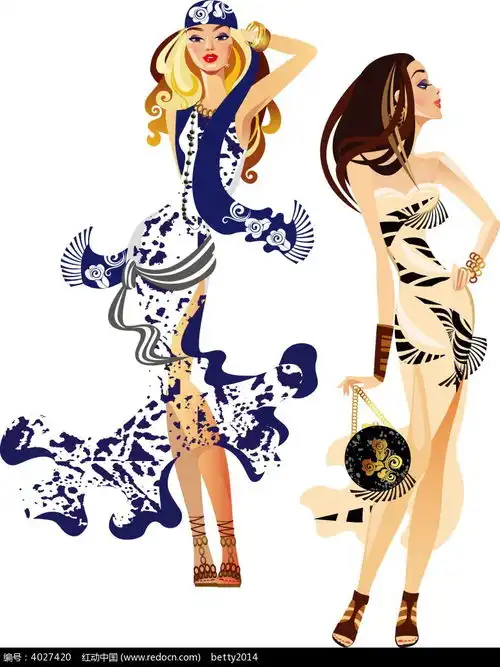 妩媚抽象衣服女孩子卡通插画eps素材免费下载红动网