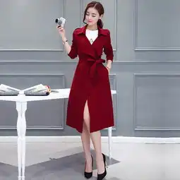 风衣女2016春秋装新款韩版修身显瘦气质英伦风中长款系带女式外套