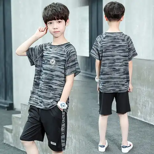 儿童速干衣男童夏装套装2019新款帅气潮中大童短袖夏季运动两件套