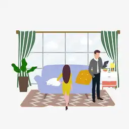 卡通插画风沙发旁的男女图片素材其他格式下载动漫人物大全