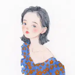 水彩手绘少女插画头像水彩教程卡通短发女孩治愈温柔森