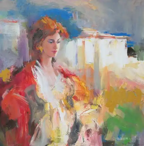 色彩艳丽的女性静物和风景油画