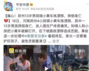 13岁男孩骑小黄车摔倒后身亡的责任谁来负