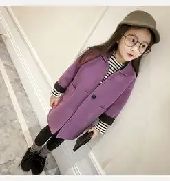 女童毛呢外套2017秋冬季新款韩版中小儿童中长款呢子大衣童装衣服pys043