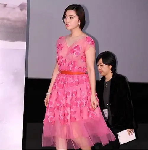 范冰冰穿印花裙也与众不同,立体花型装饰独特,女神气质更仙了