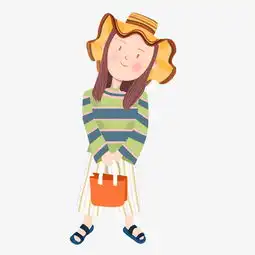 q版提包戴帽子的时尚小女孩卡通造型手绘图片素材其他格式下载动漫人物大全