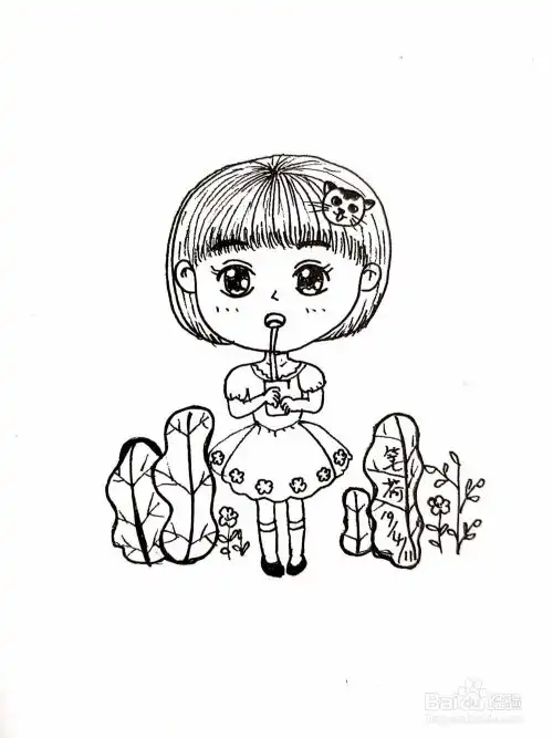 怎么画一幅短发可爱女孩简笔画