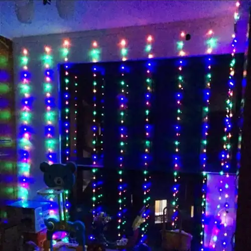 led流水灯瀑布灯窗帘水帘灯彩灯串春节过年阳台装饰彩灯七彩灯串