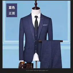 汤河之家2019新款西装男西服套装韩版修身外套男士三件套结婚礼服套装c