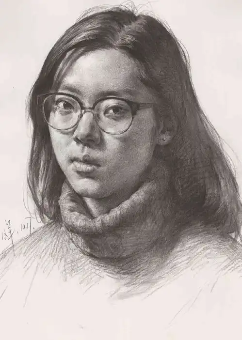 素描头像女青年原来是这样画的,你是不是还在傻傻的画调子