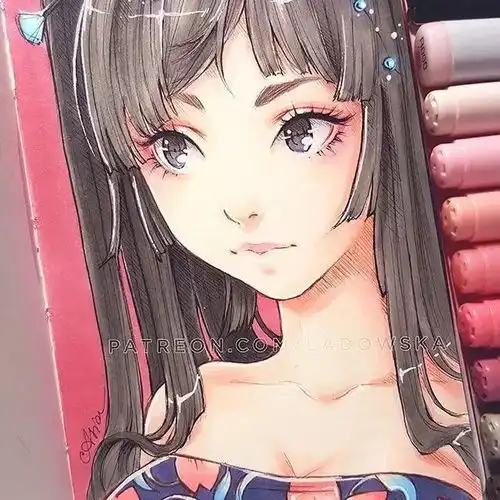 90后美女的小清新二次元动漫手绘,不能错过