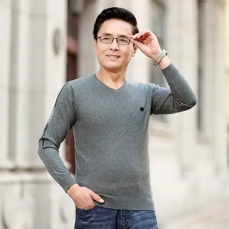洋湖轩榭男士长袖t恤衫春秋季新款打底衫圆领男装针织衫男上衣服a