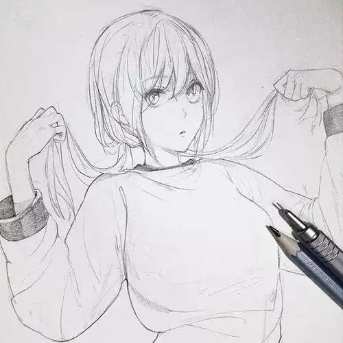 插画师原稿,没了色彩动漫手绘却更加灵动