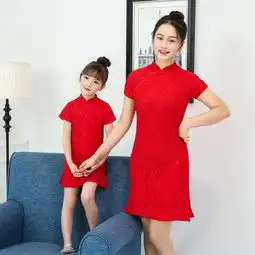 可爱女童蕾丝连衣裙2018新款韩版儿童民主风亲子装时尚旗袍中大童图片大全邮乐官方网站