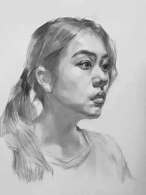 北京传奇画室还不会画素描女青年头像手把手教你,提分攻略拿去
