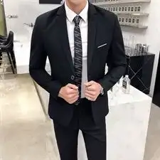 厂家直销20年新款两粒扣西服套装黑色8男士两件套518