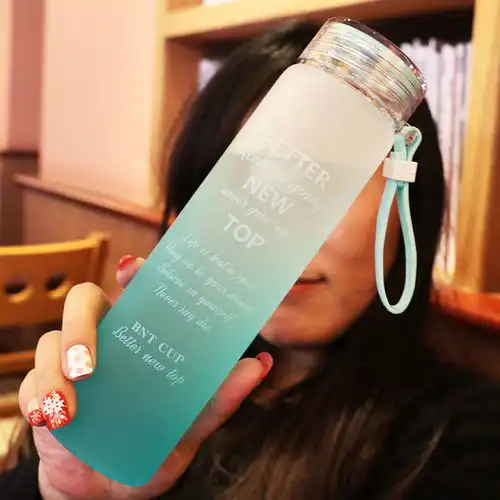 创意潮流渐变磨砂玻璃杯抖音便携随手简约细ins水杯学生男女杯子