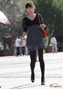 蕾丝短袖波点连衣纱裙黑丝美女