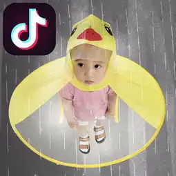 kiders抖音雨衣儿童网红斗篷式抖音同款学生伞帽小黄鸭雨罩宝宝飞碟雨伞蜜芽