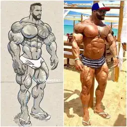 当肌肉男被画成漫画肌肉男,这也太帅了吧