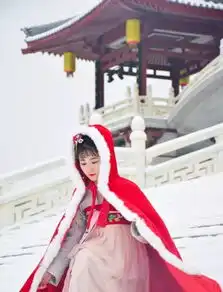 西安第一场雪后大唐芙蓉园里的古装美女雪中翩翩起舞