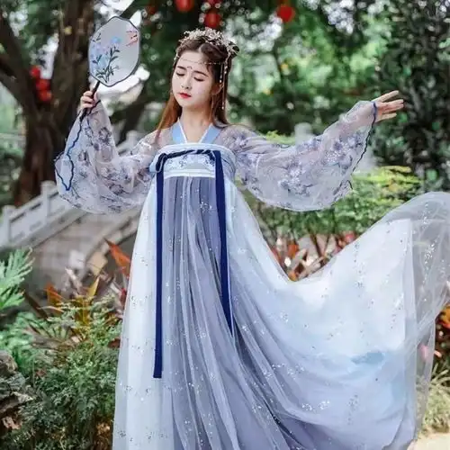 新款汉服女古装花神赋淡雅飘逸古风仙气齐胸襦裙学生秋季日常套装
