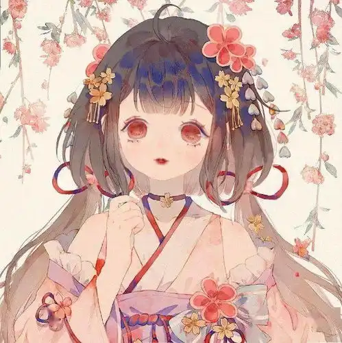 漂亮的古风少女头像插画