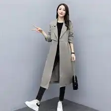 中长款风衣女英伦风秋装新款长袖修身显瘦袖带长款外套
