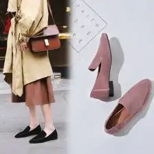 粉色皮鞋女尖头