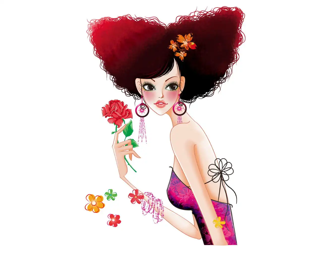 时尚卡通美女插画图片素材40p
