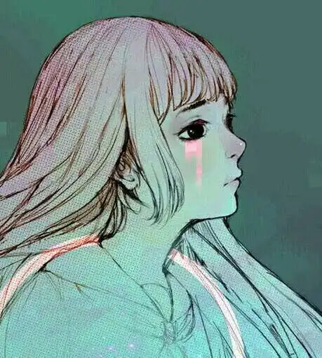 插画少女皱眉悲伤侧颜刘海长发堆糖,美好生活研究所