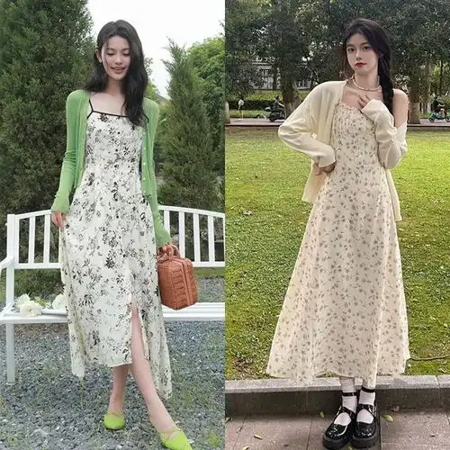 夏天适合开衫裙子,浪漫唯美充满风情,街头女生是例子