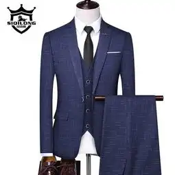 汤河之家2019新款西装男西服套装韩版修身外套男士三件套结婚礼服套装c