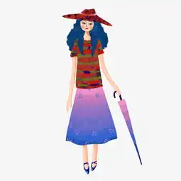 手绘拿伞的少女png素材图片素材其他格式下载动漫人物大全