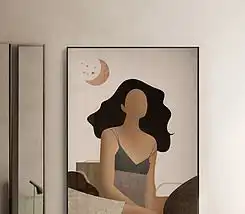 现代简约抽象线条美女人物图像装饰画图片下载