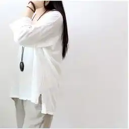 原创设计简约复古竹节麻风格女式t恤衫bxf