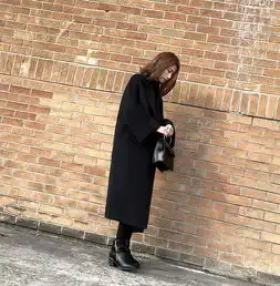 黑色中长款呢子大衣女过膝新款韩版赫本茧型毛呢外套gzhyz5206